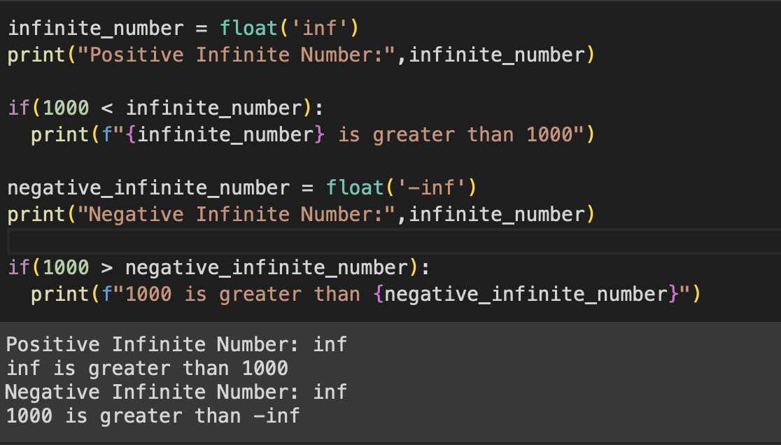 Python Positive and Negative Infinite Number Example